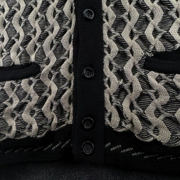 COOGI Australia Authentic Women Cardigan XL Pure Wool Ivory Black Buttons 3D - Picture 9 of 16